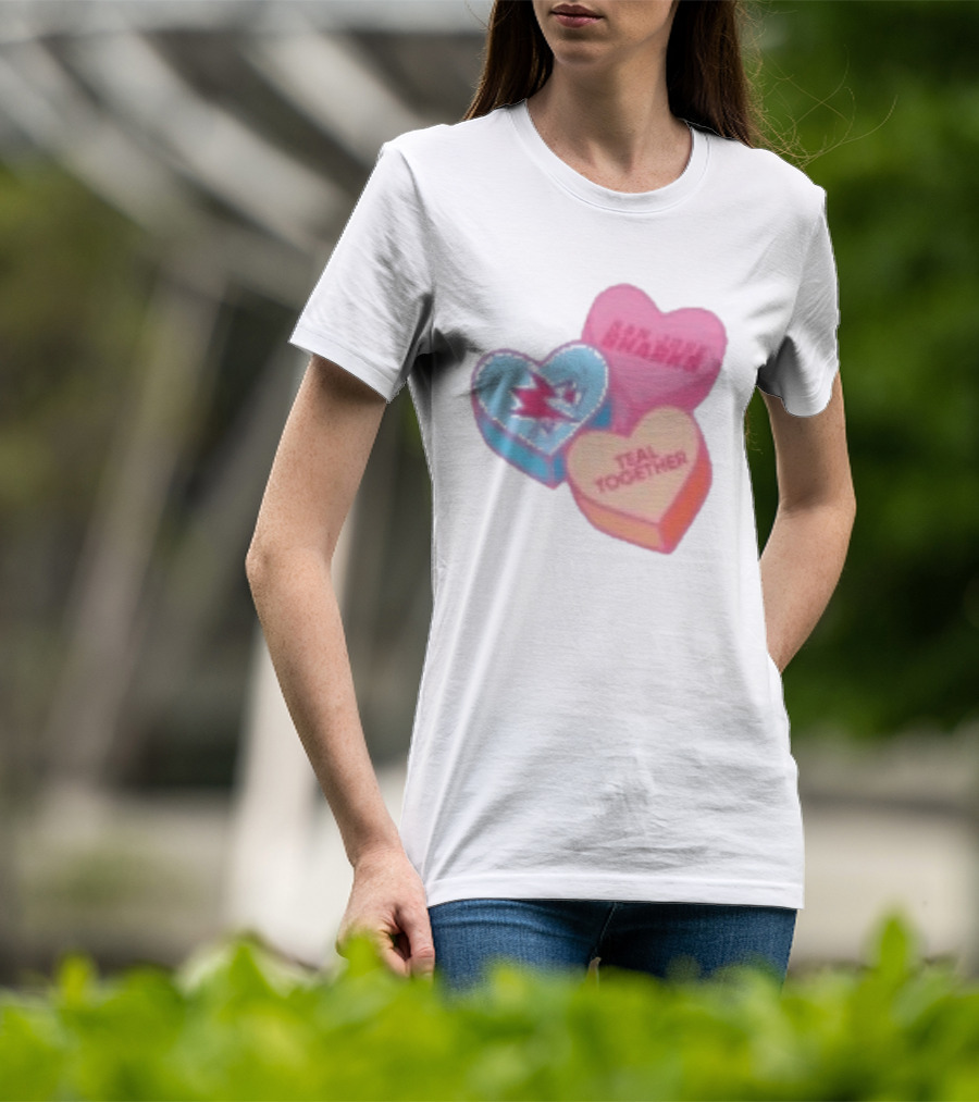 San Jose Sharks Valentine Candy Heart Teal Together T-Shirt