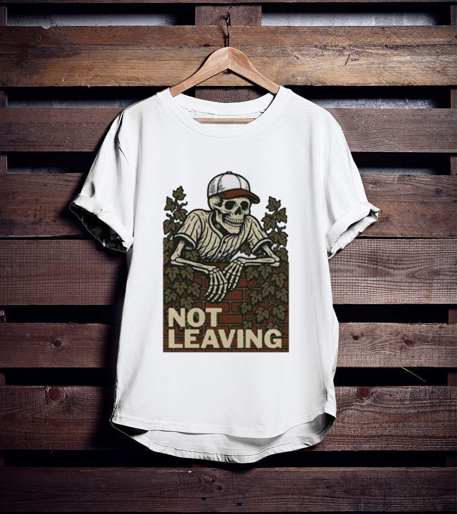 Skeleton Baseball Player Not Leaving Brick Wall Ivy Cap T-Shirt