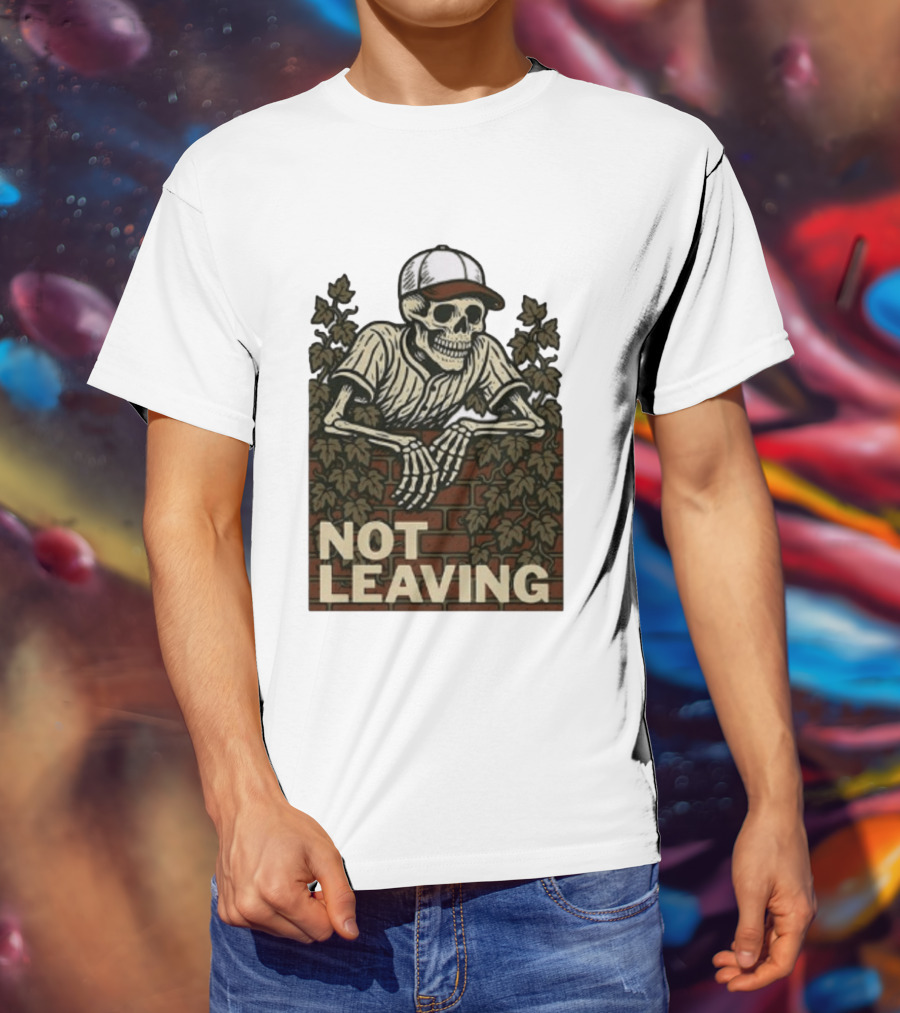 Skeleton Baseball Player Not Leaving Brick Wall Ivy Cap T-Shirt