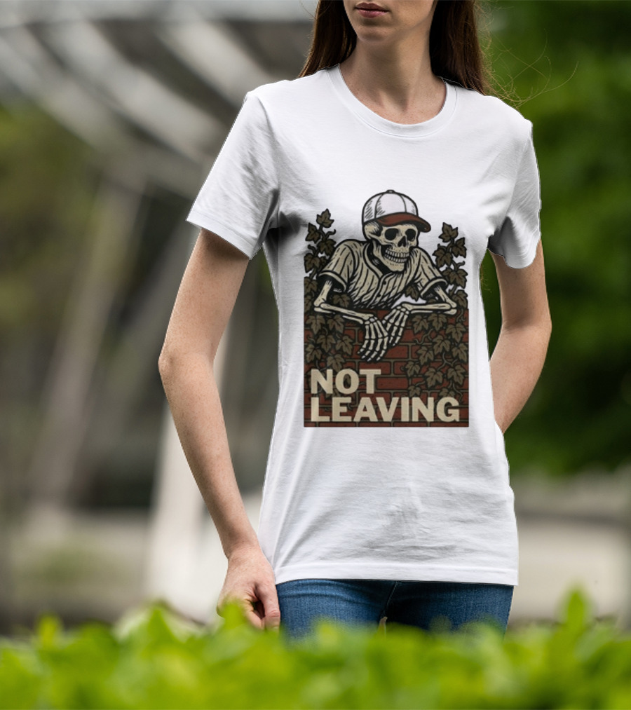 Skeleton Baseball Player Not Leaving Brick Wall Ivy Cap T-Shirt