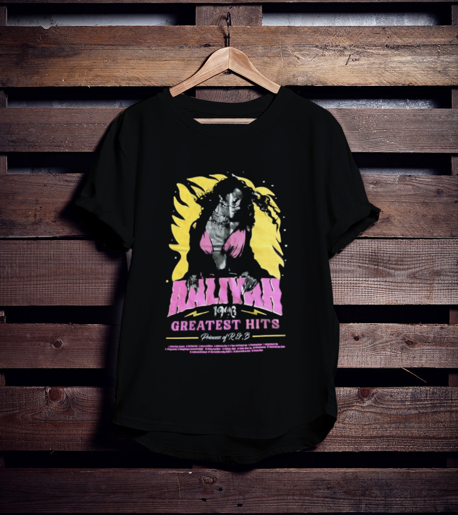 Aaliyah 1996 Greatest Hits Yellow And Pink Fashion T-Shirt