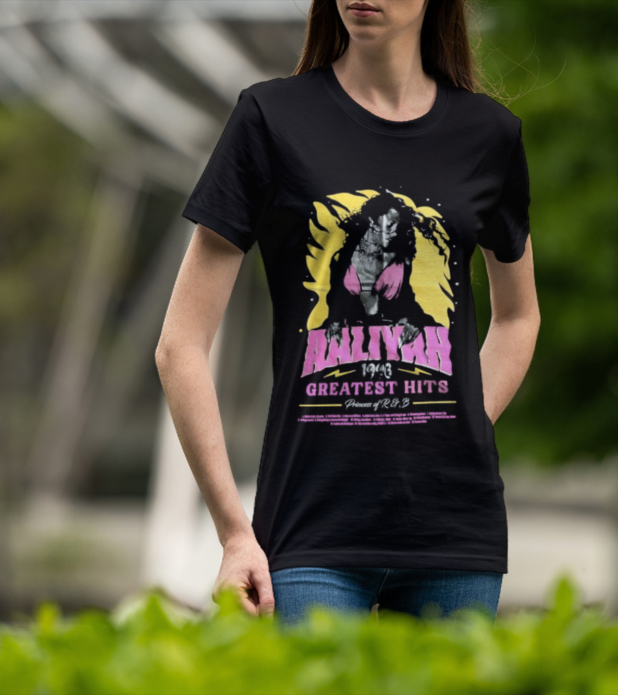 Aaliyah 1996 Greatest Hits Yellow And Pink Fashion T-Shirt