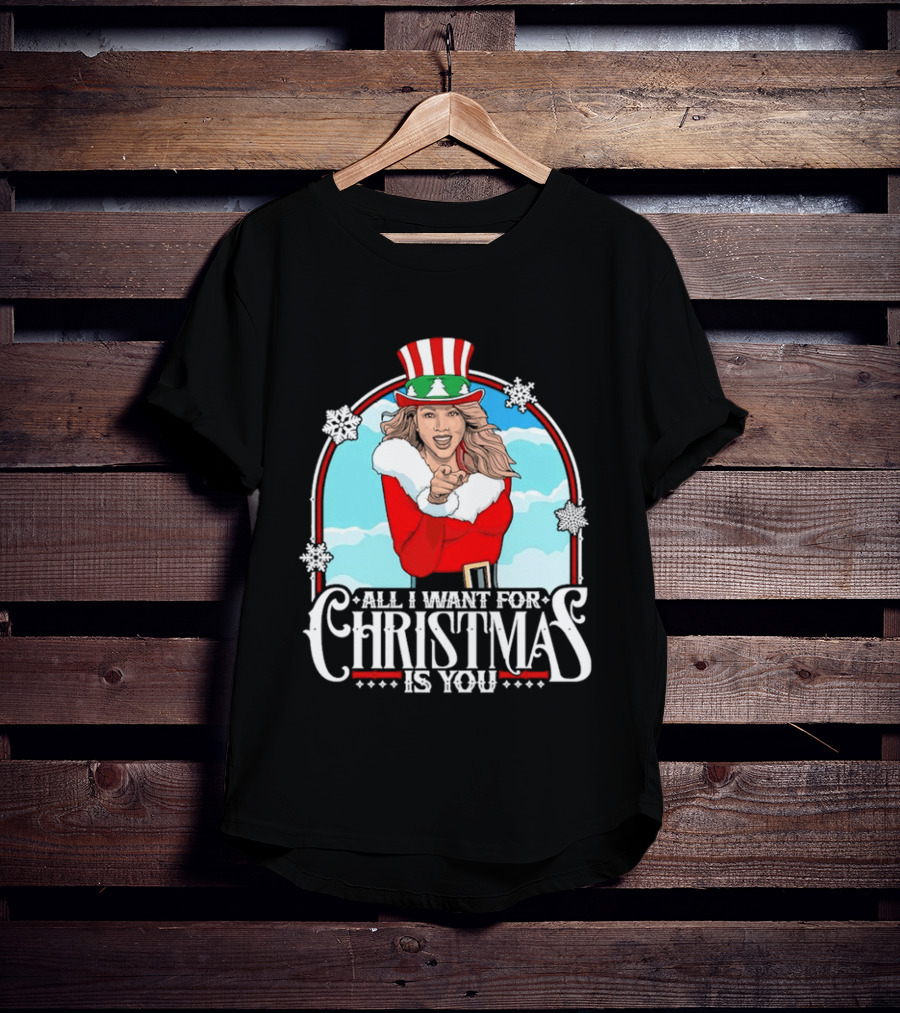 All I Want For Christmas Is You Mariah Carey Santa Christmas Music Holiday T-Shirt