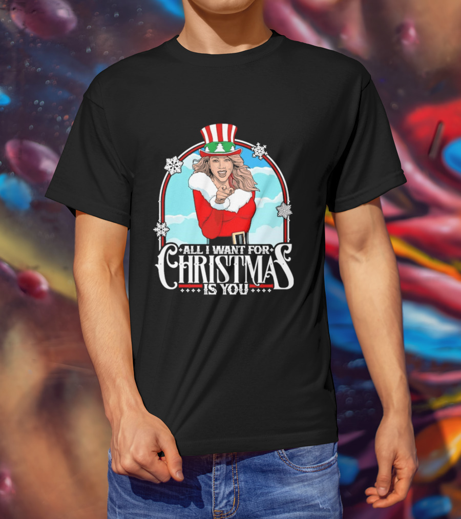 All I Want For Christmas Is You Mariah Carey Santa Christmas Music Holiday T-Shirt