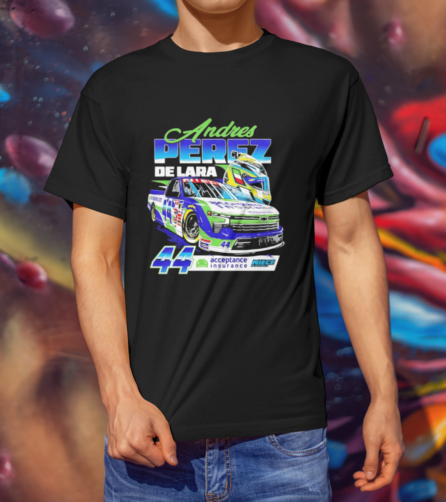 Andres Perez De Lara 44 Niece Motorsports Acceptance Insurance Racing Truck And Helmet Combo T-Shirt