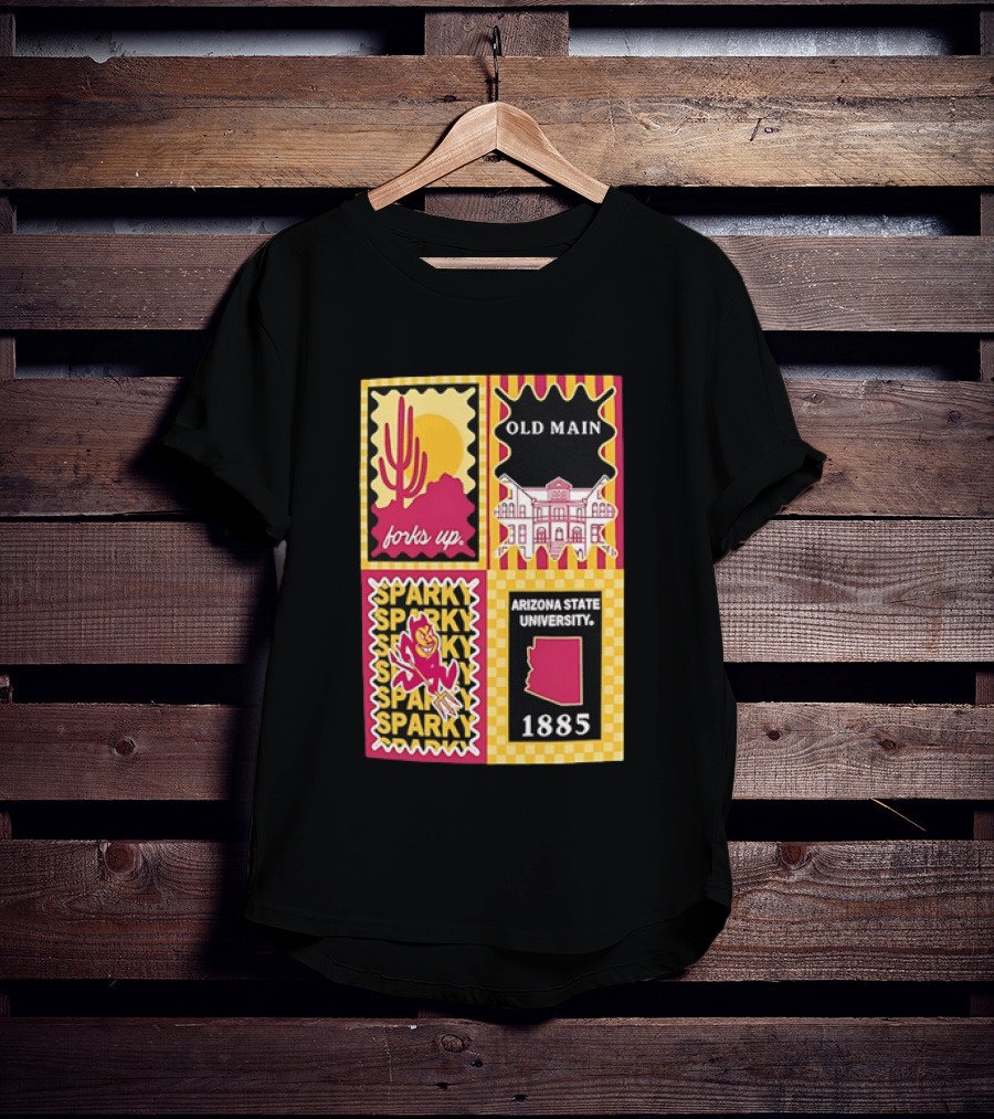 Arizona State University Forks Up Sparky Old Main 1885 T-Shirt