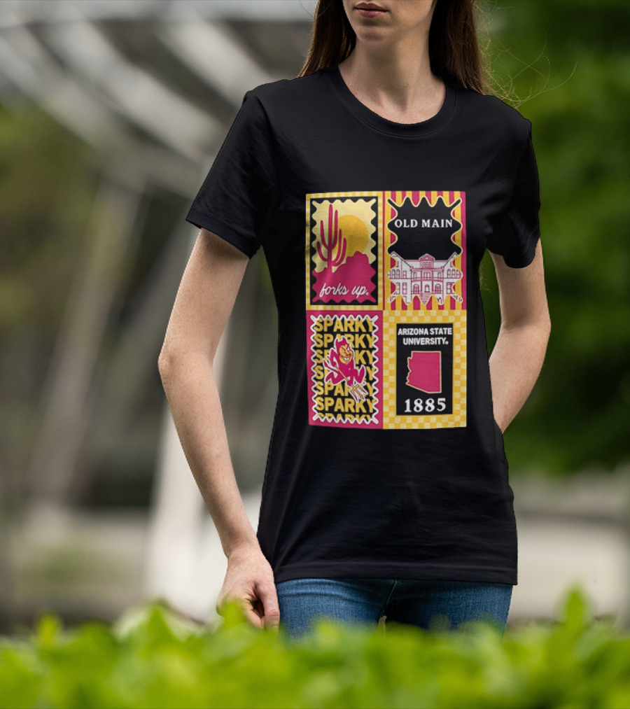 Arizona State University Forks Up Sparky Old Main 1885 T-Shirt
