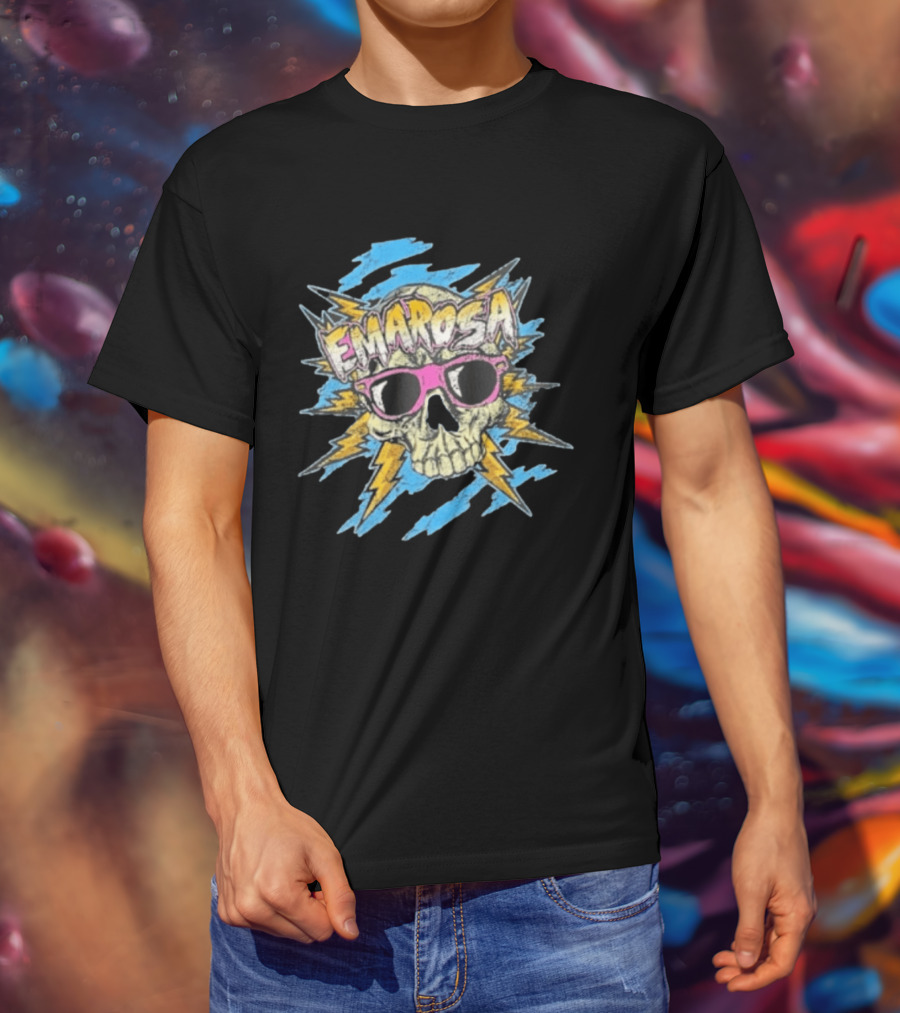 Emarosa Skull With Sunglasses And Lightning Burst T-Shirt