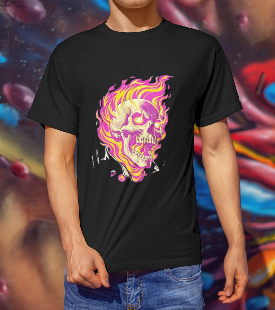 Ghost Rider Flaming Skull Marvel Fire Blaze T-Shirt