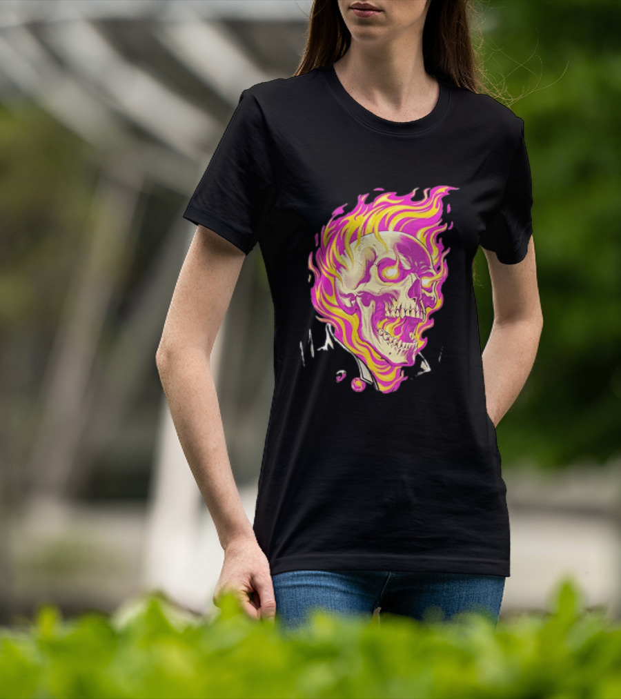 Ghost Rider Flaming Skull Marvel Fire Blaze T-Shirt