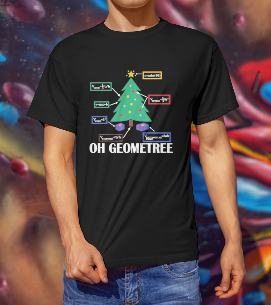 Oh Geometree Christmas Math Teacher Holiday Humor Educational T-Shirt