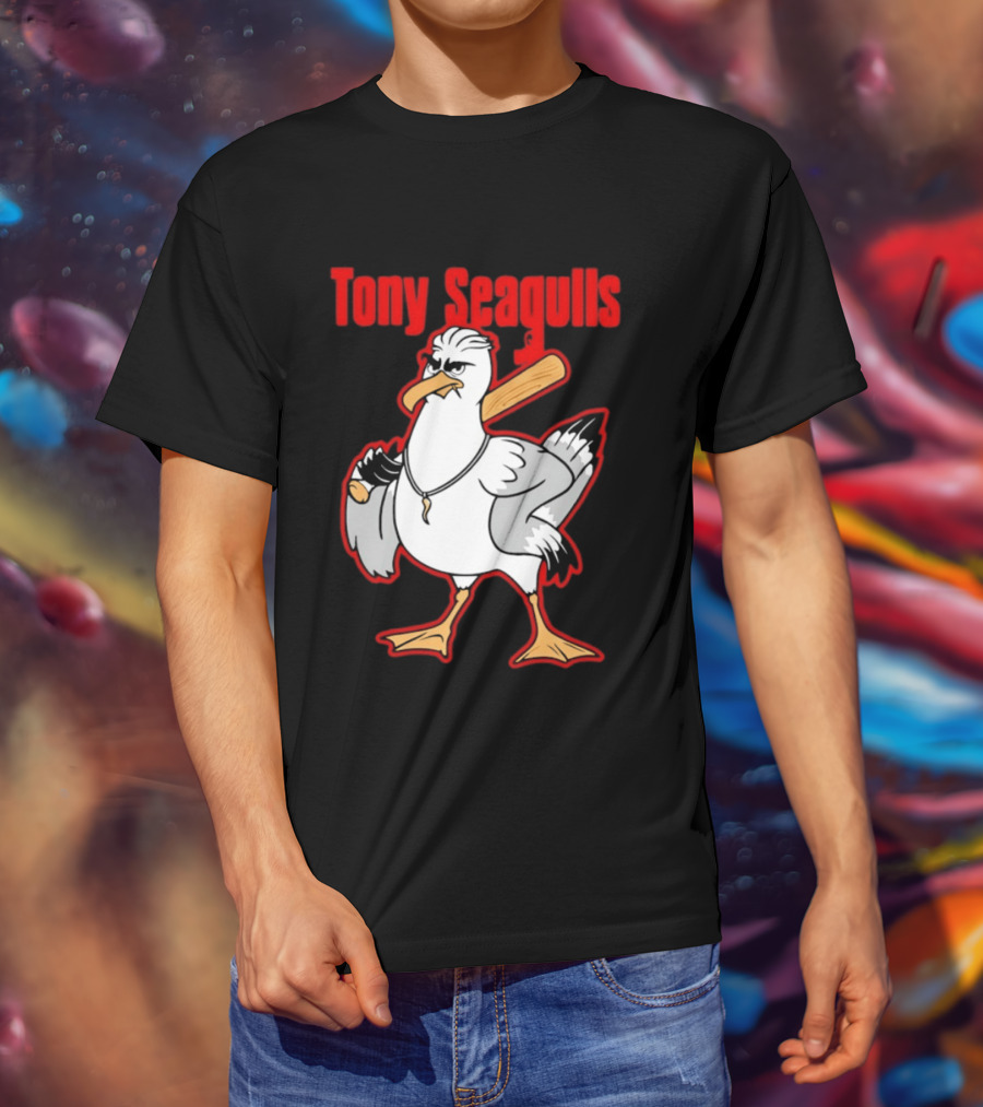 Tony Seagulls Mobster Bird Seagull Mafia T-Shirt
