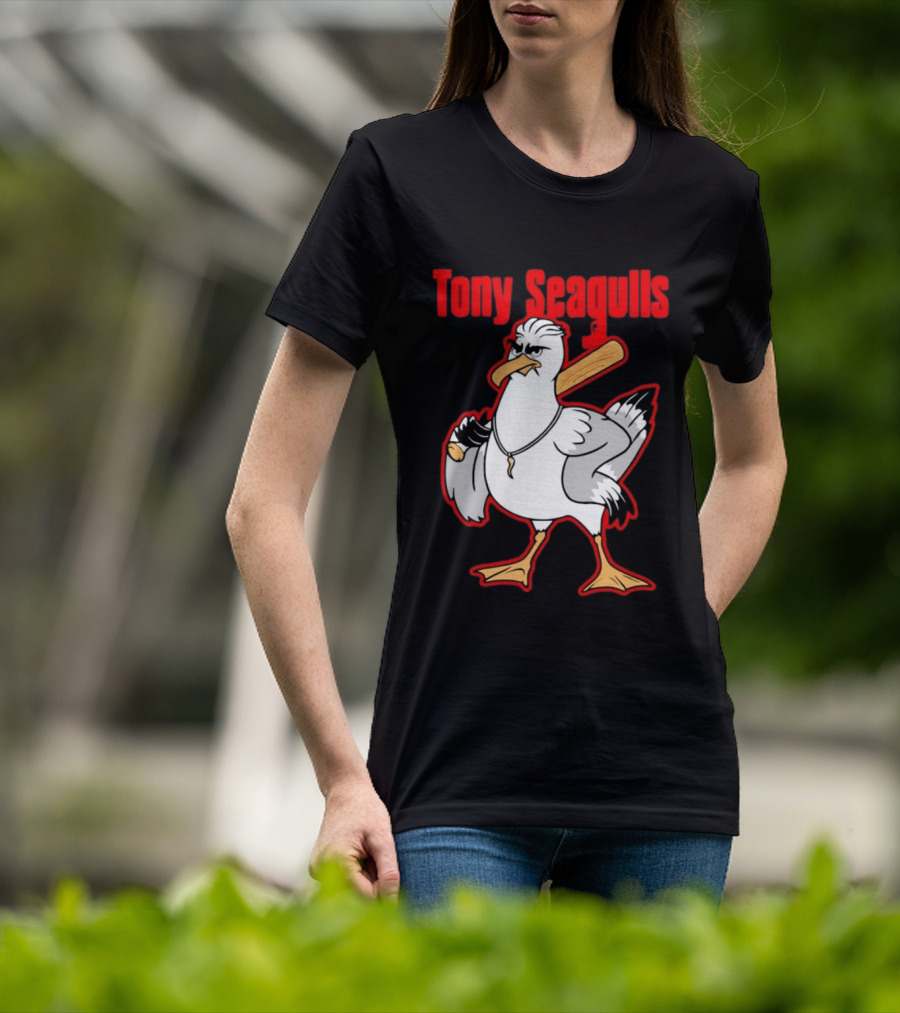 Tony Seagulls Mobster Bird Seagull Mafia T-Shirt