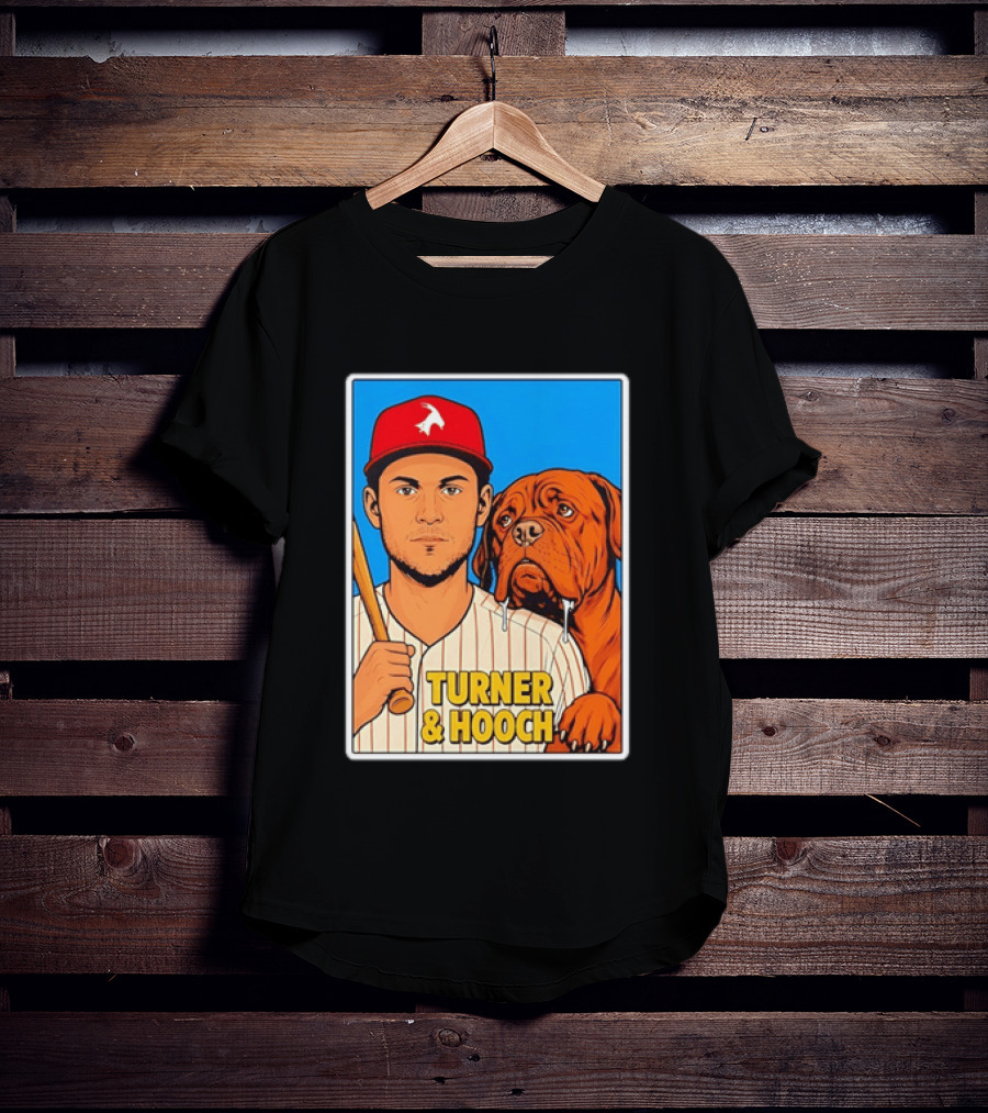 Philadelphia Phillies Trea Turner And Hooch Baseball Retro Illustrated Print T-Shirt