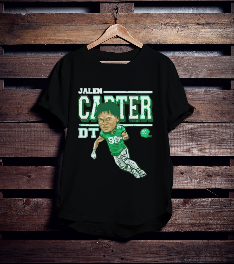 Jalen Carter Philadelphia Eagles DT 98 Caricature Football Player T-Shirt