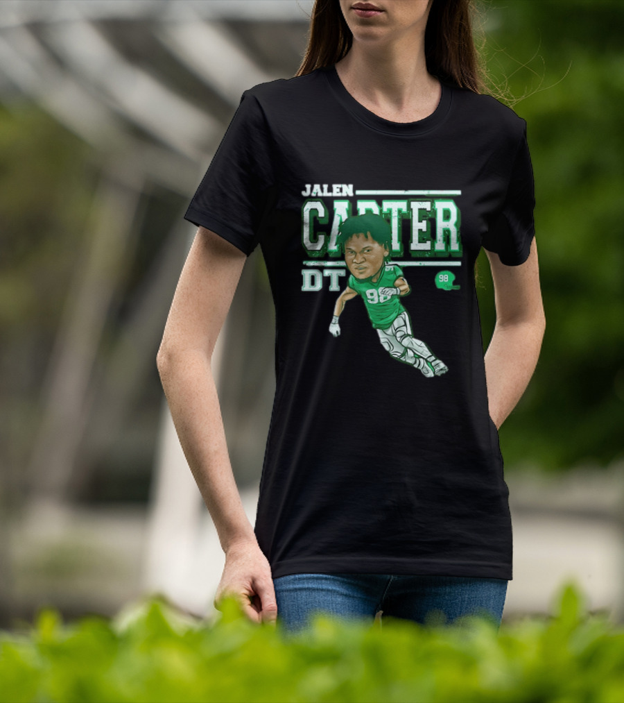 Jalen Carter Philadelphia Eagles DT 98 Caricature Football Player T-Shirt