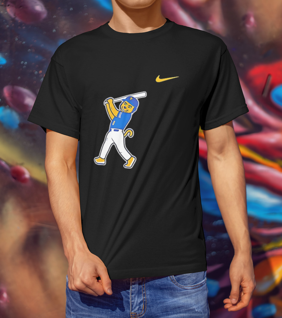 Pittsburgh Panthers Baseball Cartoon Mascot Batter Nike Sportswear T-Shirt