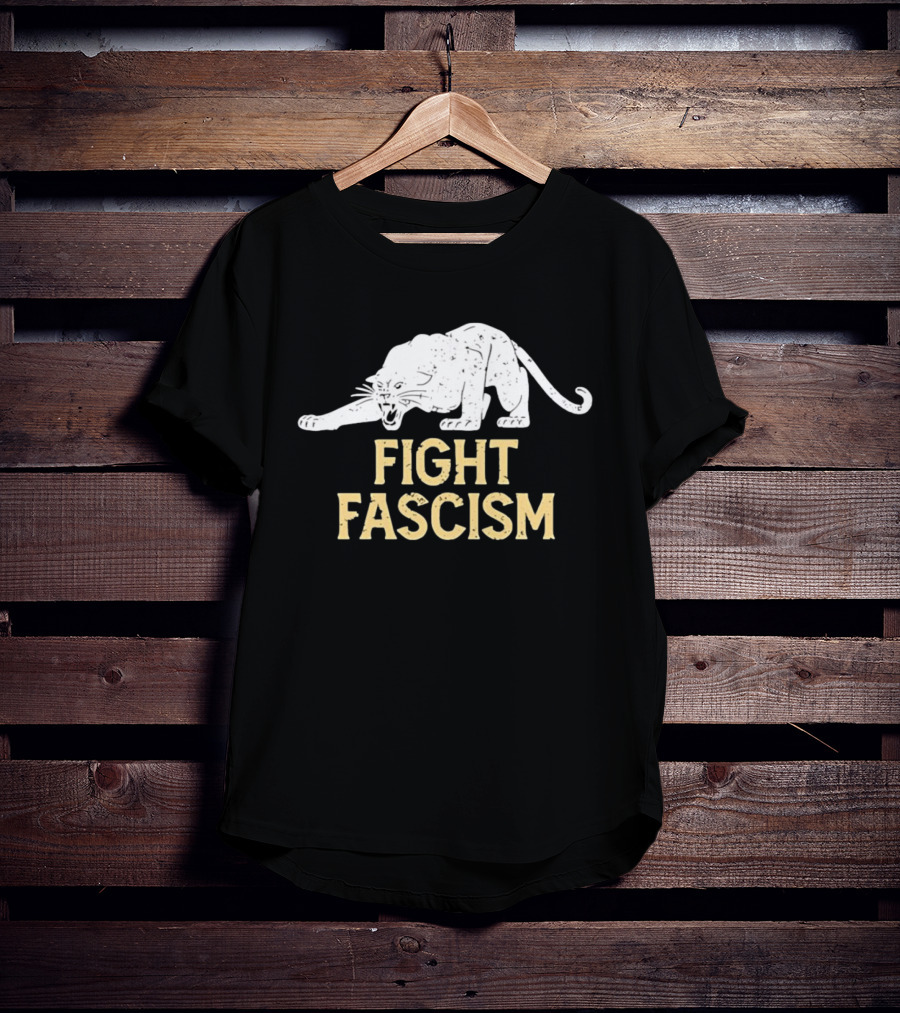 Distressed Fight Fascism Panther Anti Fascist T-Shirt