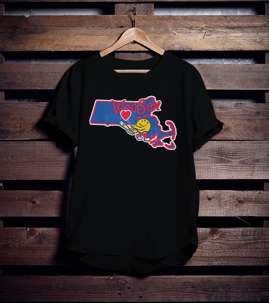 WooSox Massachusetts Heart Baseball Distressed T-Shirt