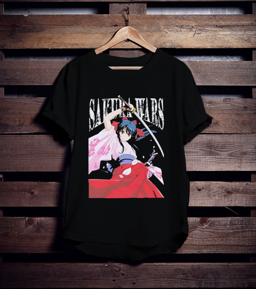 Sakura Wars Distressed Anime Samurai Girl With Katana T-Shirt