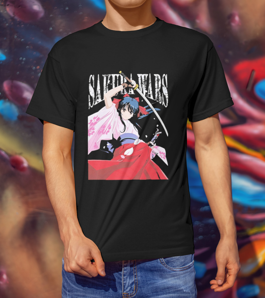 Sakura Wars Distressed Anime Samurai Girl With Katana T-Shirt