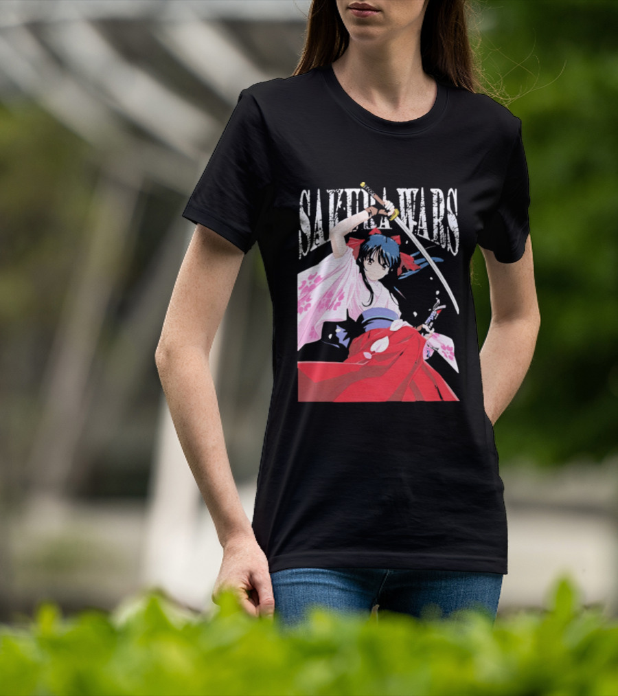 Sakura Wars Distressed Anime Samurai Girl With Katana T-Shirt