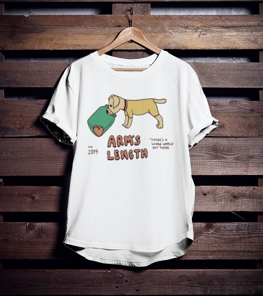 Arm's Length 2019 Dog With Jar There's A Whole World Out There T-Shirt