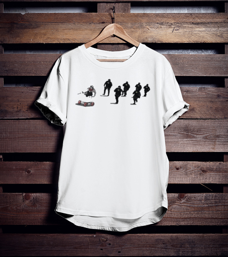 Ice Protest Vikings Silhouettes On Skates With Red Barrels T-Shirt