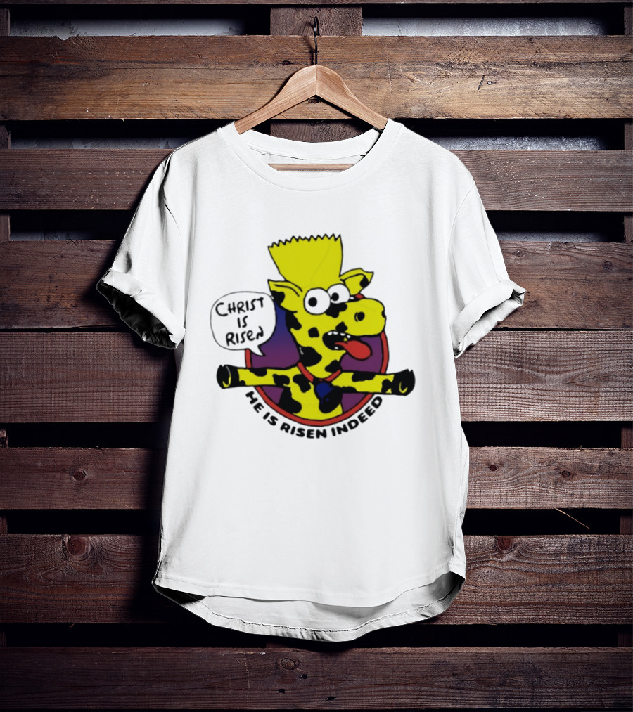 Christ Is Risen He Is Risen Indeed Simpson Cow Cartoon T-Shirt