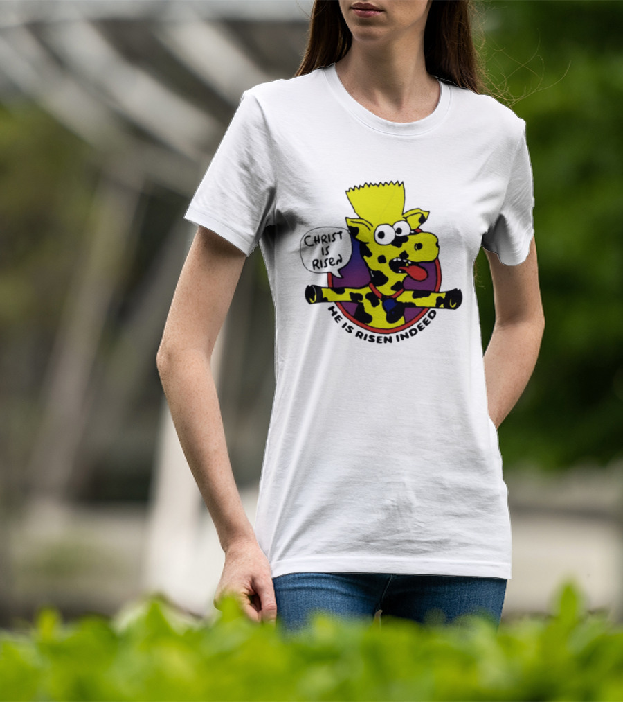 Christ Is Risen He Is Risen Indeed Simpson Cow Cartoon T-Shirt