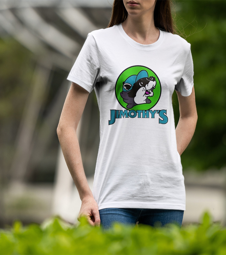 Jimothy's Cartoon Hat Character In Green Circle T-Shirt