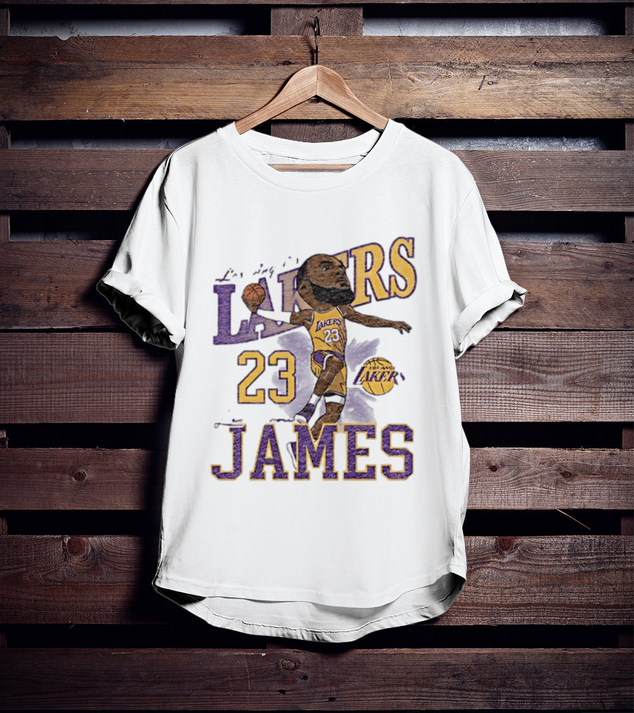 Los Angeles Lakers Lebron James 23 Basketball Caricature Player T-Shirt