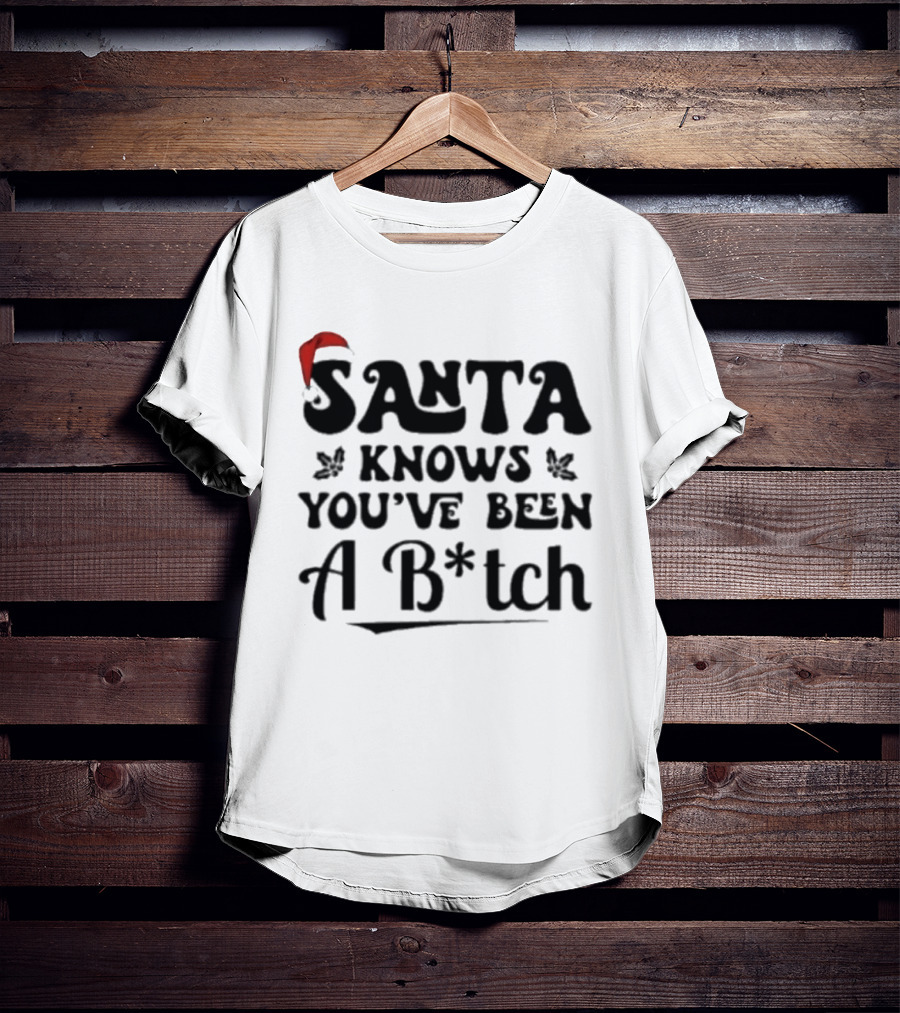 Santa Knows You've Been A B*tch Red Hat Holiday Humor T-Shirt