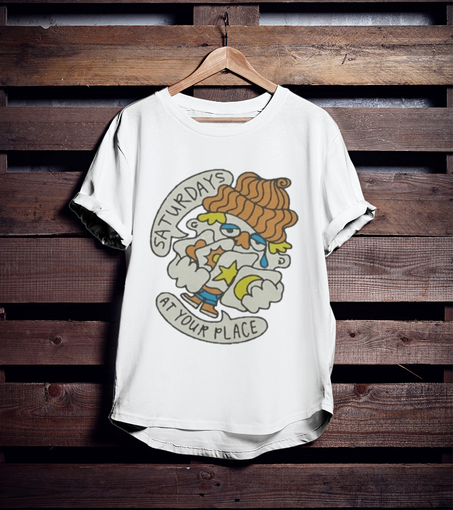 Saturdays At Your Place Cartoon Character With Beanie T-Shirt