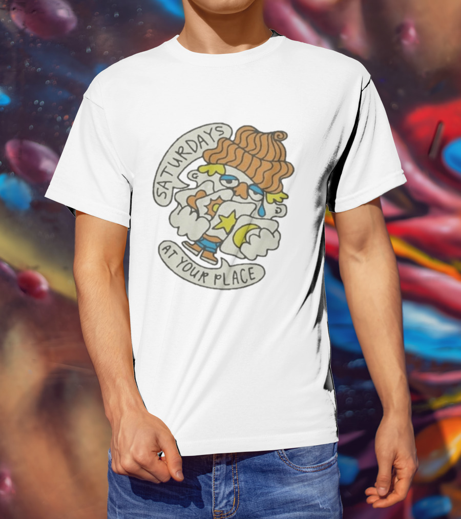 Saturdays At Your Place Cartoon Character With Beanie T-Shirt