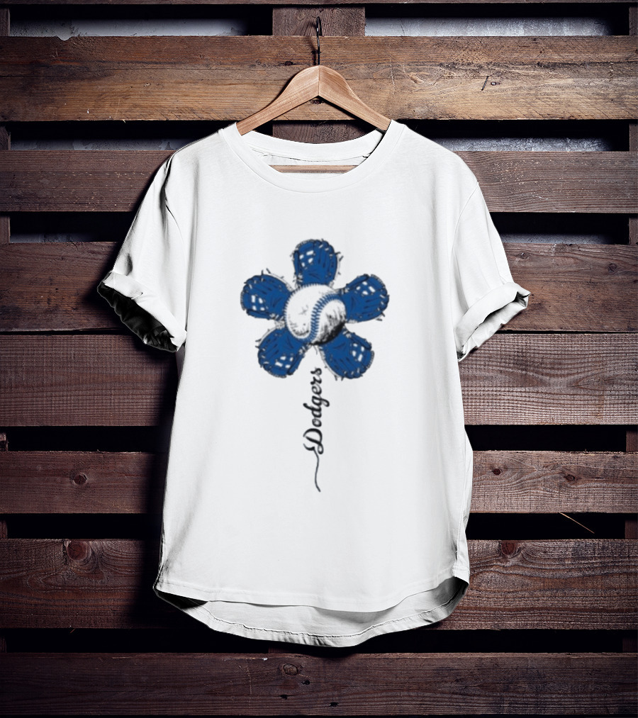 Dodgers Baseball Flower Blue Petals T-Shirt