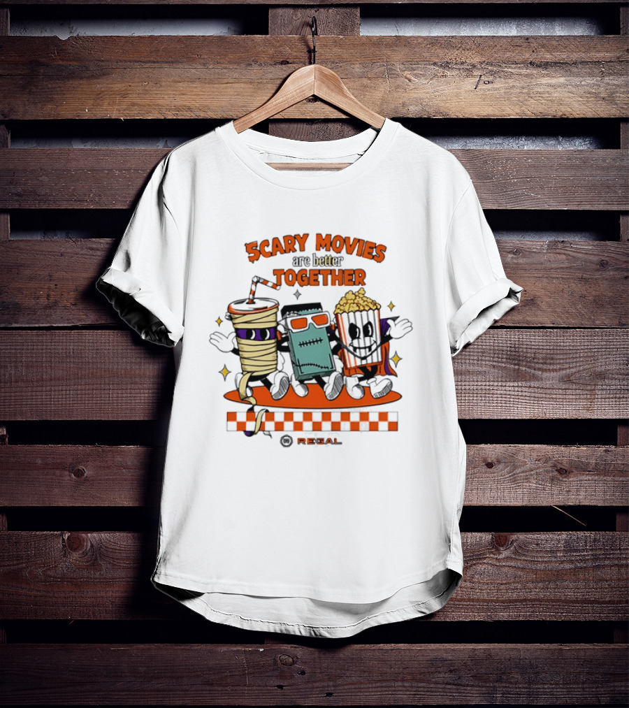 Scary Movies Are Better Together Halloween Snack Monsters Regal T-Shirt