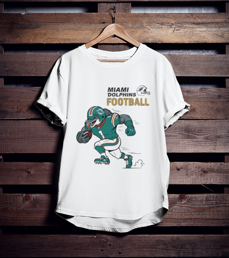 Miami Dolphins Aqua Rush Football Helmet Player T-Shirt