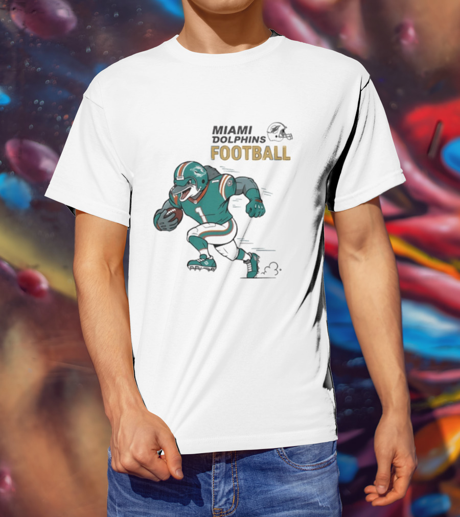Miami Dolphins Aqua Rush Football Helmet Player T-Shirt