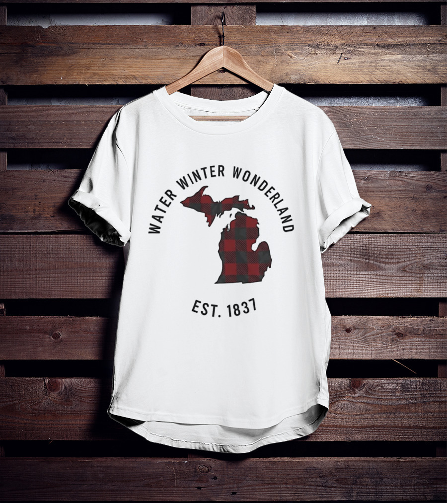 Michigan Water Winter Wonderland Est 1837 Plaid T-Shirt