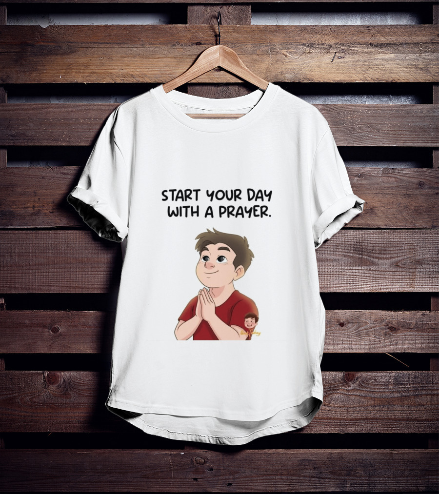 Start Your Day With A Prayer Cartoon Boy T-Shirt