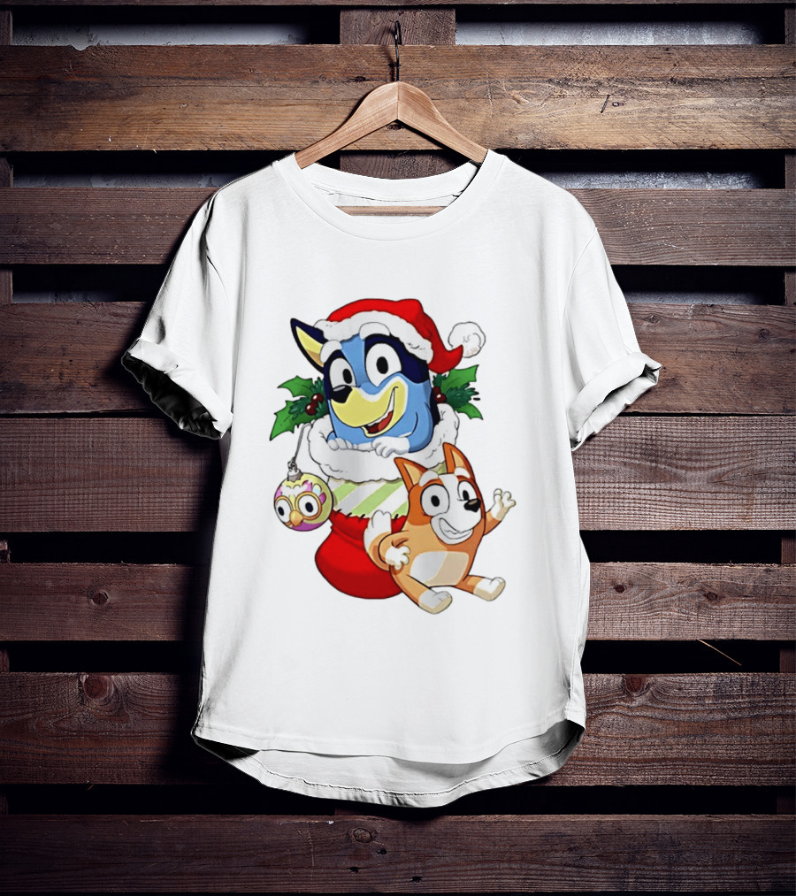 Bluey Christmas Stocking Stuffer Pups Bingo Holiday T-Shirt