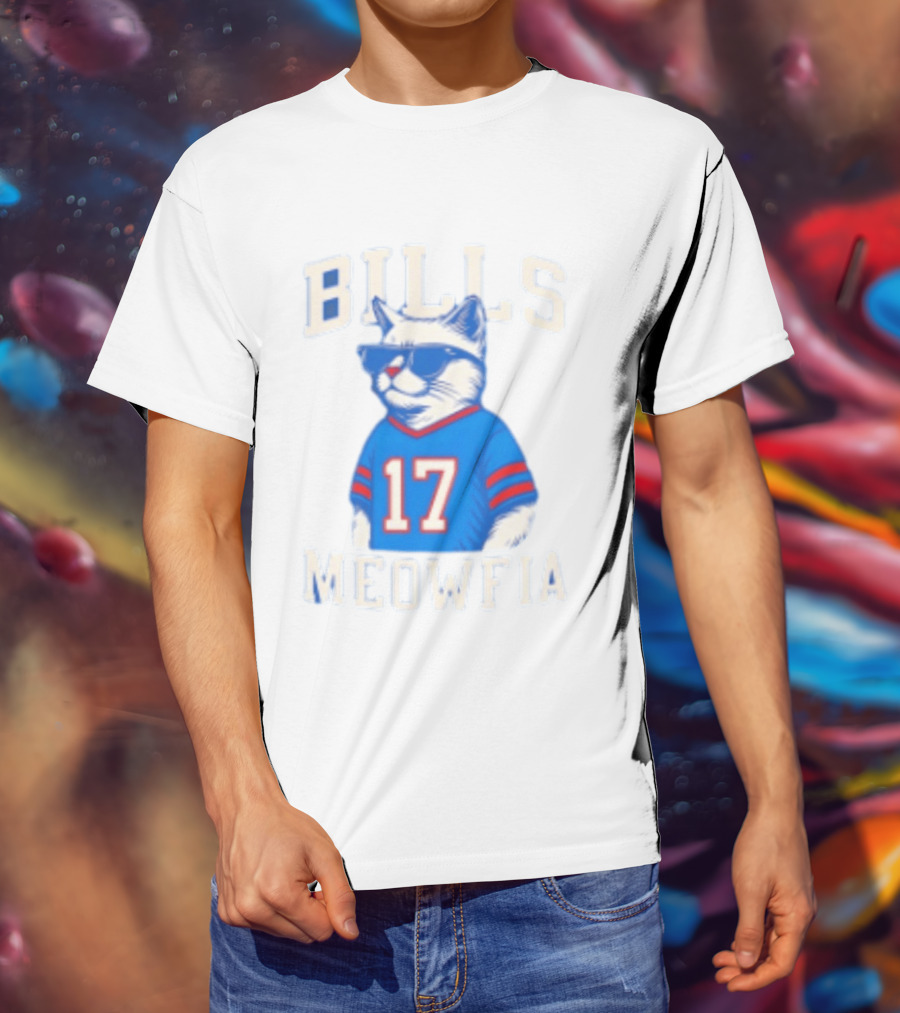Bills Meowfia Cat 17 Jersey Buffalo Fan Football Sports T-Shirt