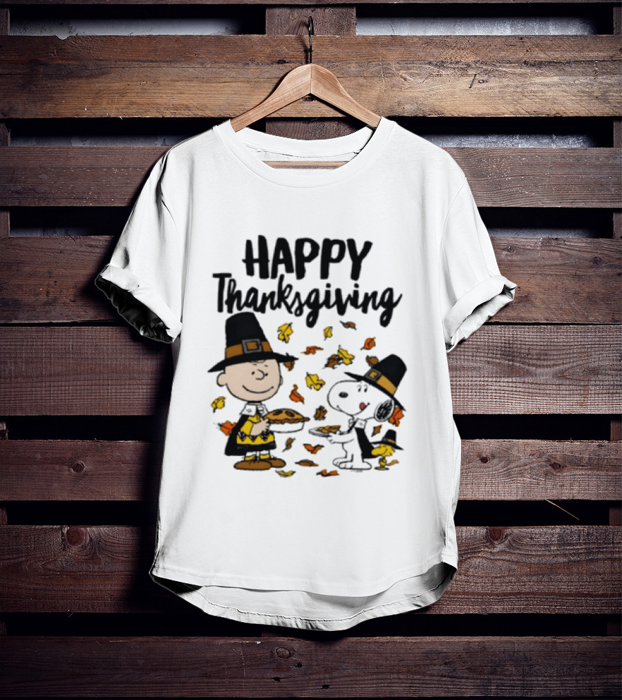 Happy Thanksgiving Peanuts Charlie Brown Snoopy Woodstock T-Shirt