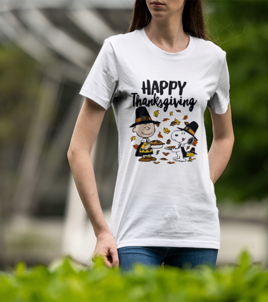 Happy Thanksgiving Peanuts Charlie Brown Snoopy Woodstock T-Shirt