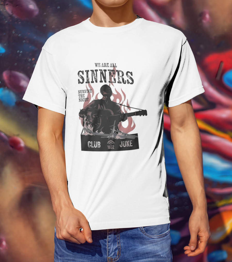 We Are All Sinners Survive The Night Club 1932 Juke Flames Guitar T-Shirt