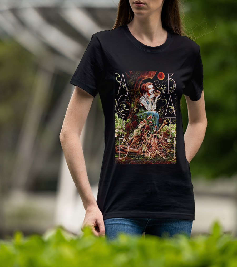 Acid Bath Seattle 2026 Concert Ethereal Woman And Enchanted Forest Scene With Red Moon T-Shirt