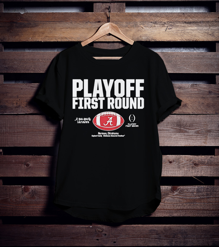 Alabama Crimson Tide 2025 Playoff First Round Winner 34 25 Norman Oklahoma T-Shirt