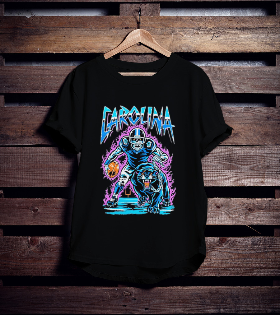 Carolina Panthers Football Skeleton With Panther T-Shirt