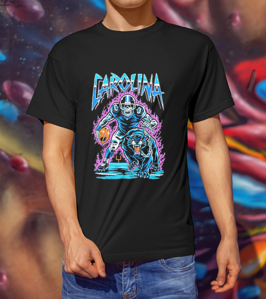 Carolina Panthers Football Skeleton With Panther T-Shirt